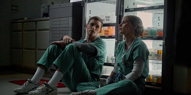 From left: Eddie Redmayne as Charlie Cullen and Jessica Chastain as Amy Loughren in the Netflix scripted film ‘The Good Nurse'.