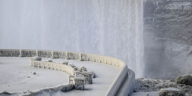 The Niagara Falls viewing area will be covered in ice on Tuesday.