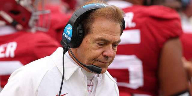 Head coach Nick Saban of the Crimson Tide looks on against the Austin Peay Governors at Bryant-Denny Stadium on Nov. 19, 2022, in Tuscaloosa, Alabama.