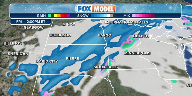 The Fox model on Friday afternoon in the northern Plains