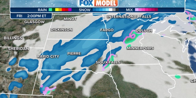 The Fox model on Friday afternoon in the northern Plains