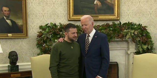 President Biden, right, welcomed Ukrainian President Volodymyr Zelenskyy to the White House on Wednesday. 