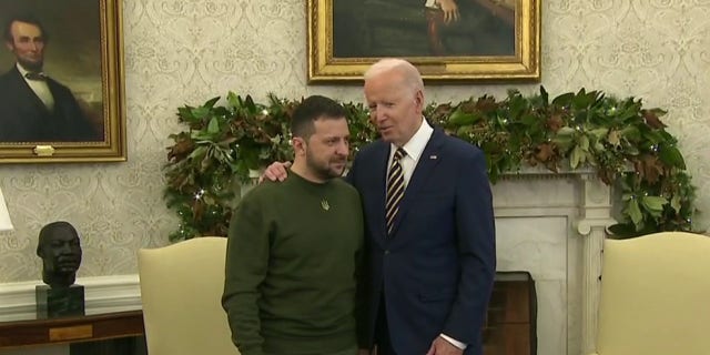 President Biden, right, welcomed Ukrainian President Volodymyr Zelenskyy to the White House on Wednesday. 