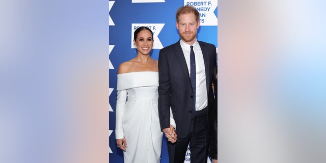 Meghan Markle and Prince Harry arrive at the Ripple of Hope Awards gala on Tuesday night.