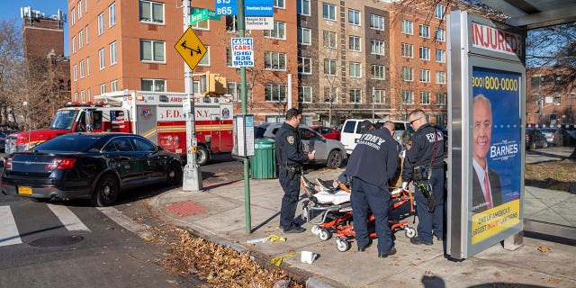 A 96-year-old man riding in a motorized wheelchair was taken to the Hospital after he was shot in the right foot at Bergen Street and Rochester Avenue in Brooklyn on Monday December 5, 2022.