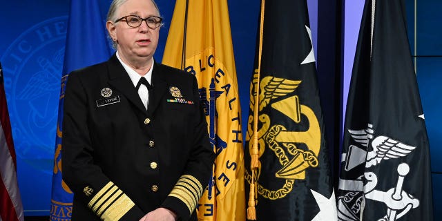 Dr. Rachel Levine, the highest-ranking openly transgender official in the United States, speaks after being sworn in as Assistant Secretary for Health and a four-star admiral in the U.S. Public Health Service Commissioned Corps during ceremonies at the Department of Health and Human Services in Washington, U.S., October 19, 2021.