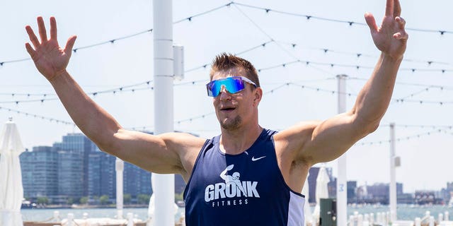 Rob Gronkowski attends the Ice Shaker's Boats, Bottles, and Bros Media Event at The Tall Ship on July 12, 2022, in Boston, Massachusetts.