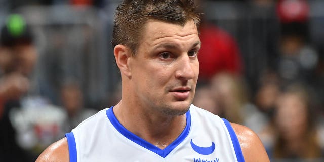 Rob Gronkowski attends the Monster Energy BIG3 Celebrity Basketball Game at State Farm Arena on Aug. 21, 2022 in Atlanta.