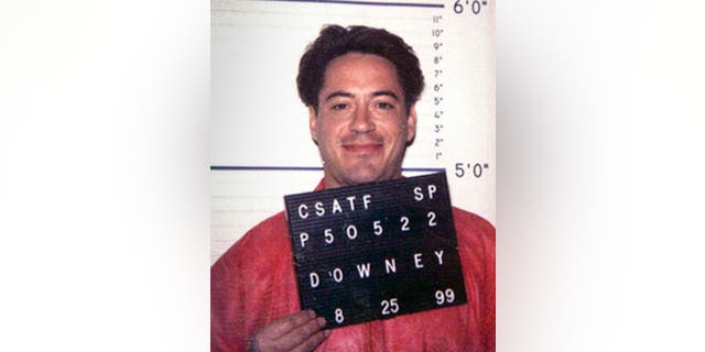 A headshot of Robert Downey Jr. taken at the California Department of Corrections in 1999.