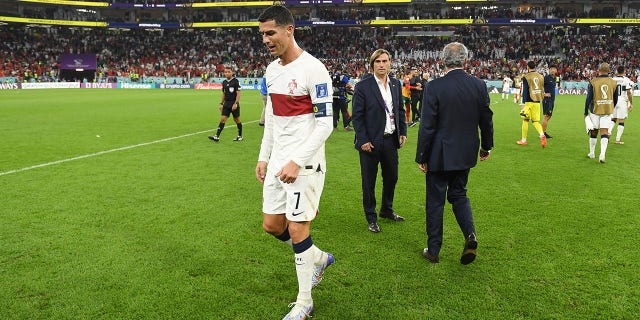 The World Cup stage was set for a Cristiano Ronaldo Hero Moment, but it never happened 3 Cristiano Ronaldo of Portugal leaves the pitch after the 0-1 loss during the FIFA World Cup Qatar 2022 Quarter-final match between Morocco and Portugal at Al Thumama Stadium on December 10, 2022 in Doha, Qatar.