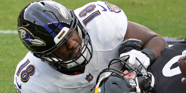 Steelers quarterback Kenny Pickett is tackled by Baltimore Ravens linebacker Roquan Smith in Pittsburgh, Sunday, Dec. 11, 2022. Picket left the game under concussion protocol.