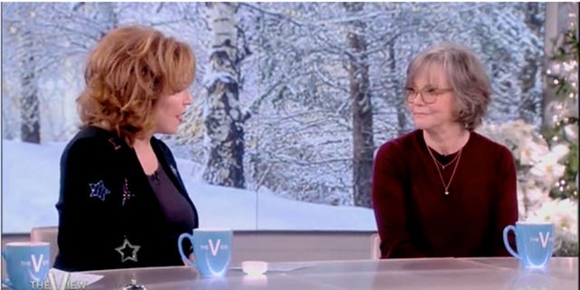 Sally Field joins the hosts of "The View" on Tuesday. 