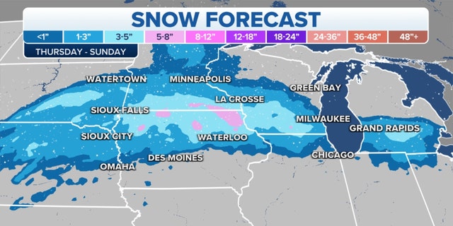 Snow forecast in the northern Plains, Midwest