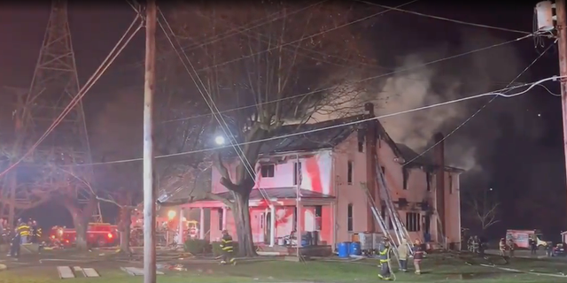 Three-alarm house fire in Schuylkill County, Pennsylvania.