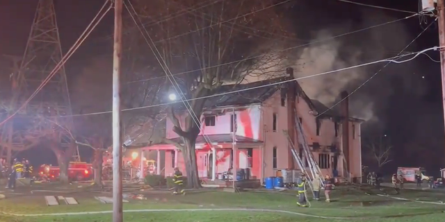 Three-alarm house fire in Schuylkill County, Pennsylvania.