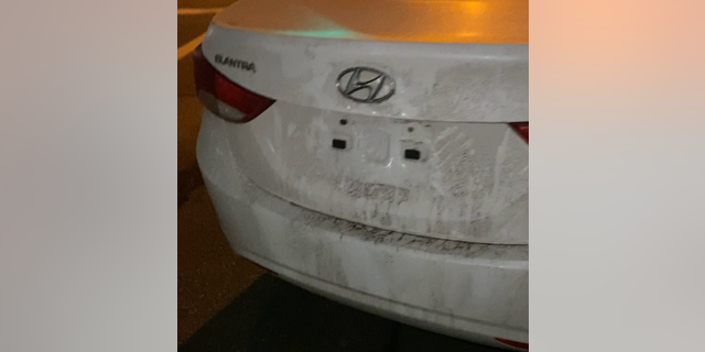 The white Hyundai Elantra was found abandoned on Dec. 17 in Eugene, Oregon.
