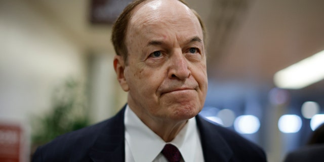 U.S. Senate Appropriations Committee ranking member Richard Shelby (R-AL) talks to reporters as he arrives at the Capitol for a vote on Jan. 31, 2022, in Washington, D.C. 