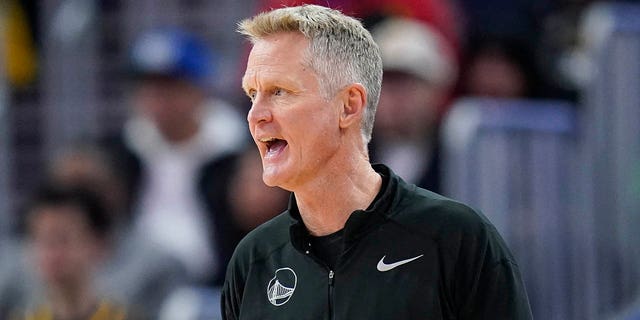 Golden State Warriors head coach Steve Kerr watches the second half of an NBA basketball game against the Houston Rockets in San Francisco, Saturday, Dec. 3, 2022. 