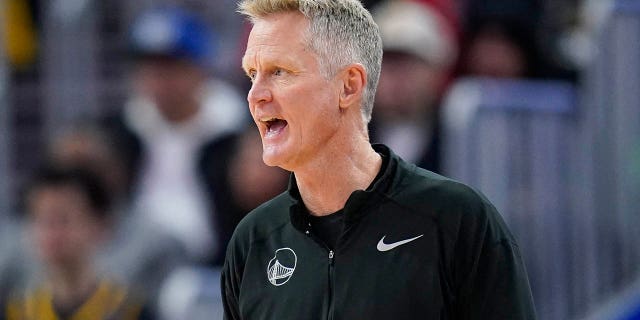Golden State Warriors head coach Steve Kerr watches the second half of an NBA basketball game against the Houston Rockets in San Francisco, Saturday, Dec. 3, 2022.