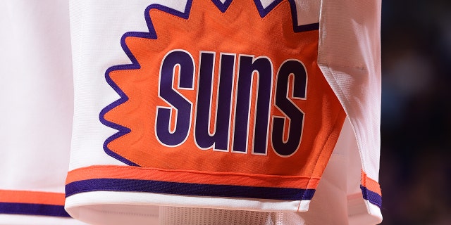 A close-up view of the Phoenix Suns logo during the game against the Orlando Magic on November 10, 2017 at Talking Stick Resort Arena in Phoenix, Arizona. 