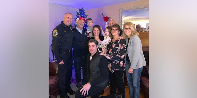 Members of the Bristol Police Department, along with DeMonte family members and Tunnel to Towers CEO Frank Siller, gathered at the DeMonte home.