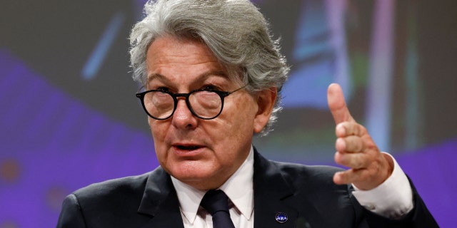 European Internal Market Commissioner Thierry Breton speaks during a news conference in Brussels, Belgium, September 19, 2022.