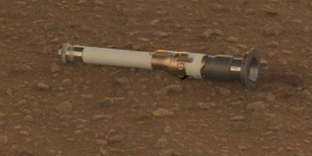 The first deposit dropped by Perseverance on the Martian surface.