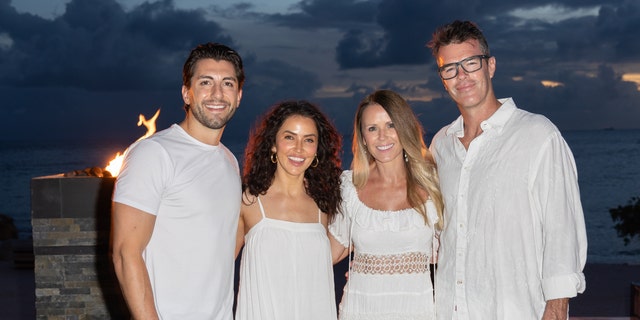 (L-R) Jason Tartick, Kaitlyn Bristowe, Trista Sutter and Ryan Sutter celebrated Trista's 50th birthday at the all-new Sandals Royal Curaçao Resort on November 29, 2022. 