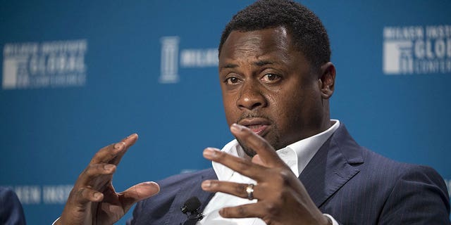 Troy Vincent, senior vice president of NFL player engagement, speaks at the Milken Institute Global Conference in Beverly Hills, Calif., May 1, 2017.