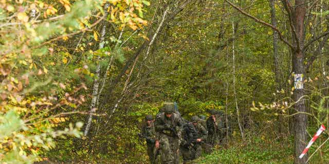 Soldiers of the 3rd Subcarpathian Territorial Defense Brigade from Rzeszow on October 15, 2022. The United States is sending additional troops to Estonia to help defend NATO's eastern flank.