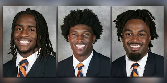 University of Virginia football players Devin Chandler, Lavel Davis Jr. and D'Sean Perry.