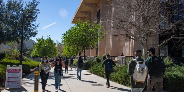 Students walking at California State University, Northridge.