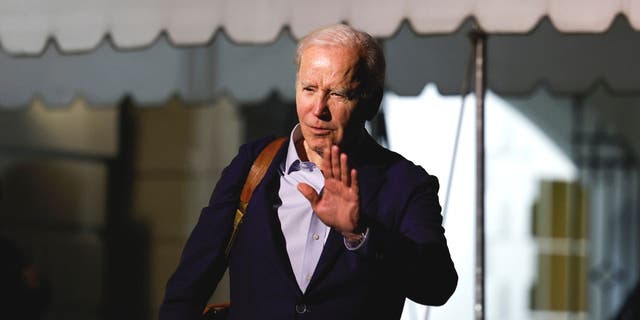 U.S. President Joe Biden walks to speak to reporters as he and first lady Jill Biden leave the White House and walk to Marine One on the South Lawn on December 27, 2022 in Washington, DC. The Bidens are spending the New Years holiday in St. Croix, United States Virgin Islands. 