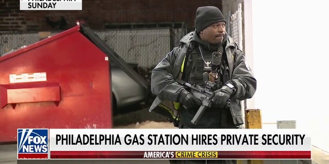 Chef Andre Boyer has been hired as a private security guard at a Philadelphia gas station to help protect the business and customers from rising crime.