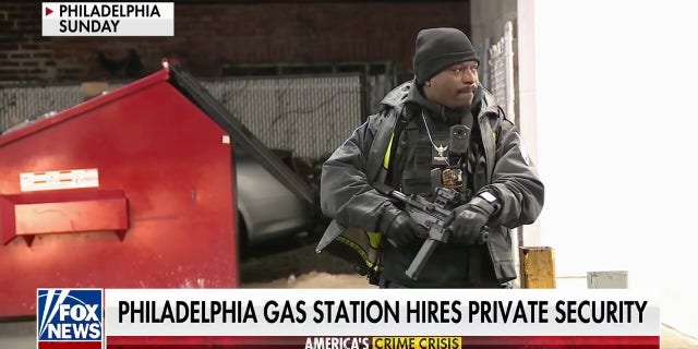 Chef Andre Boyer has been hired as a private security guard at a Philadelphia gas station to help protect the business and customers from rising crime.