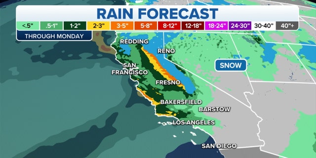 Rain forecast in the West through Monday
