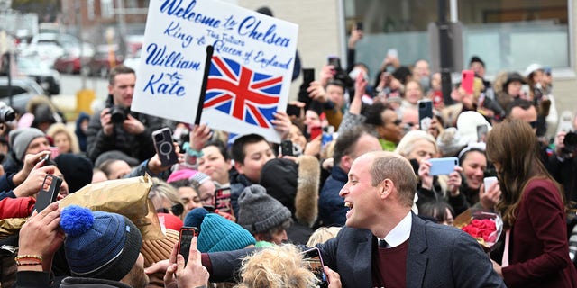 Prince William and Kate Middleton spent at least 10 minutes talking to fans outside a nonprofit in Chelsea, Mass., Thursday. 