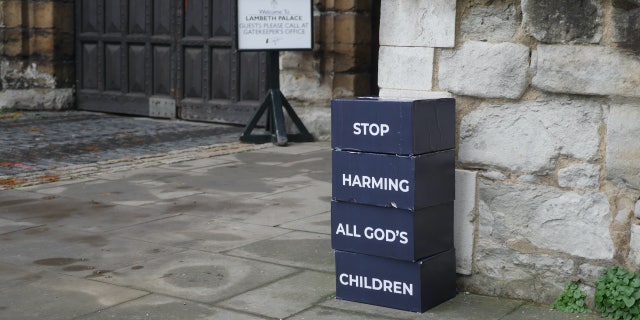 Petition boxes dropped off at Lambeth Palace, the London headquarters of the Archbishop of Canterbury Justin Welby.