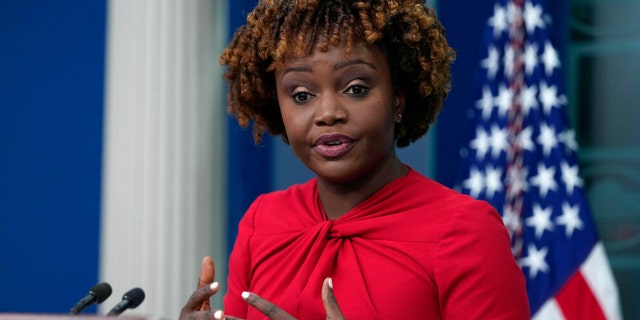 White House press secretary Carine Jean-Pierre speaks during a daily briefing at the White House in Washington, DC, Monday, Dec. 5, 2022.