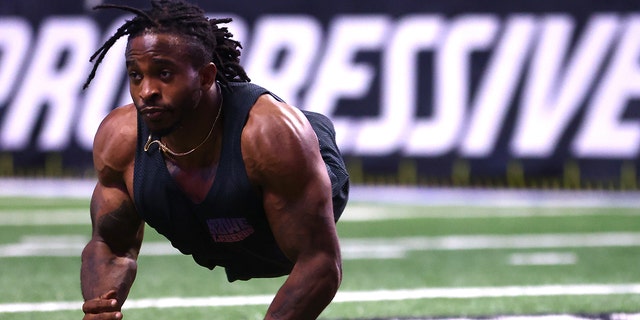 Zion Clark of Team Quavo in action during the celebrity game in Fan Controlled Football Season v2.0 - Week Three on April 30, 2022, in Atlanta, Georgia.