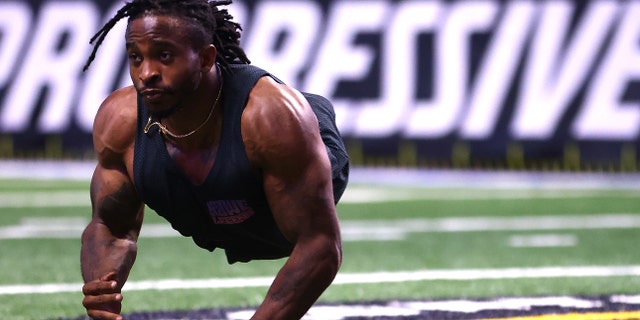 Zion Clark of Team Quavo in action during the celebrity game in Fan Controlled Football Season v2.0 - Week Three on April 30, 2022, in Atlanta, Georgia.