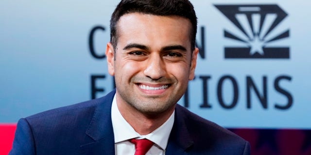 Abraham Hamadeh, a Republican candidate for Arizona attorney general, is seen prior to a debate against Democrat Kris Mayes on Sept. 28, 2022.