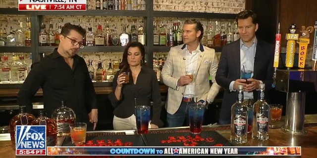 Wildhorse Saloon restaurant operations manager Stephen D’Amico (far left) shared recipes for patriotic drinks to ring in 2023 on "Fox and Friends Weekend" on Saturday. 