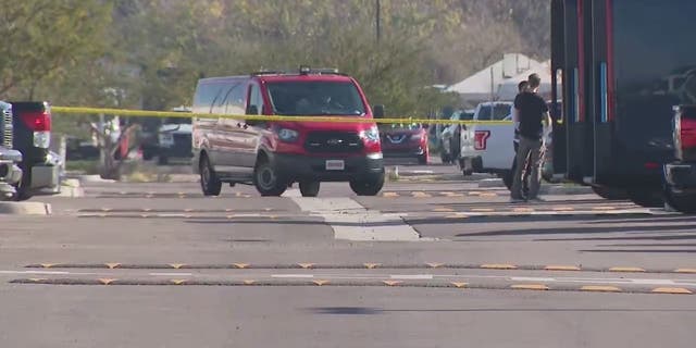 Crime scene after shooting at Arizona Amazon facility