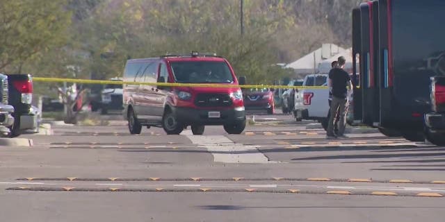 Crime scene after shooting at Arizona Amazon facility