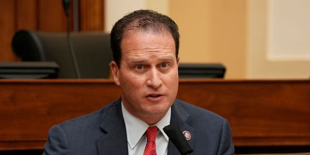 Rep. August Pfluger speaks remotely as U.S. Secretary of State Antony Blinken testifies before the House Committee on Foreign Affairs. (Ken Cedeno-Pool/Getty Images)