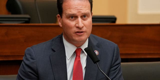 Rep. August Pfluger speaks remotely as U.S. Secretary of State Antony Blinken testifies before the House Committee on Foreign Affairs. (Ken Cedeno-Pool/Getty Images)