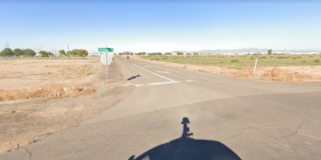 Intersection of Estrella Parkway and Romney Road in Goodyear, Arizona