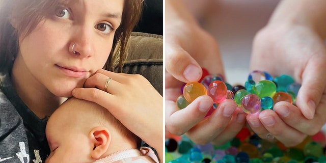 Folichia Williams and her baby girl Kennedy are pictured here, as well as water beads. The cases described in this article are "just the tip of the iceberg" when it comes to water bead hazards, said Ashley Haugen of That Water Bead Lady.