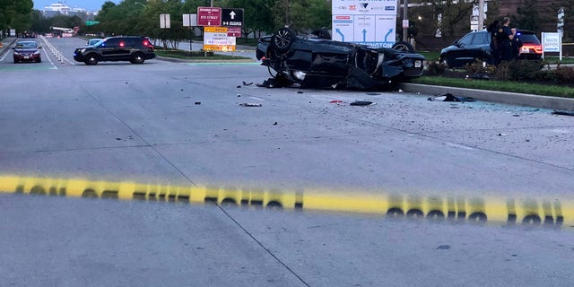 A car involved in a carjacking on May 3, 2022, crashed in Port Covington in South Baltimore.